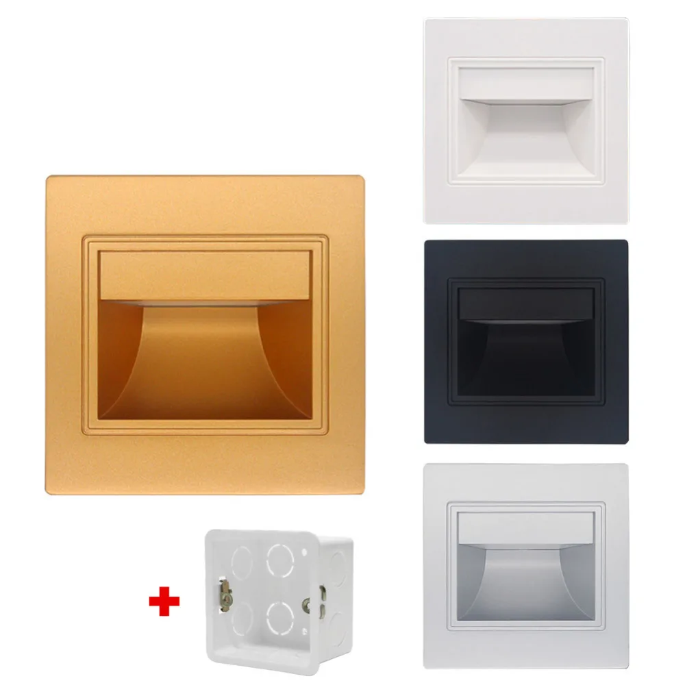 

Recessed led wall foot light AC85-265V LED Stair Light Step Lamp stairway light Corridor safety night light 95 type with BOX