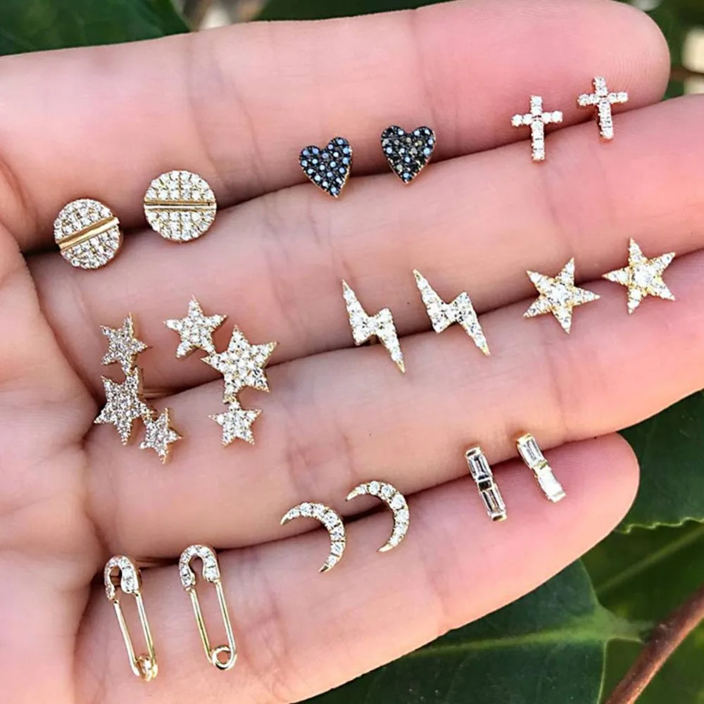 Aliexpress Buy 9 Pairs Women Golden Stainless Steel Cute Stud Aliexpress Buy 9 Pairs Women Golden Stainless Steel Cute Stud