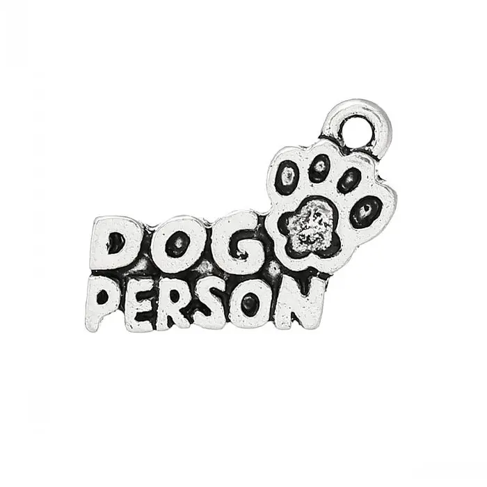 

new Charm Pendants Dog Footprint Antique Silver "Dog Person"Carved 18mm x 13mm(6/8" x 4/8"),50 PCs