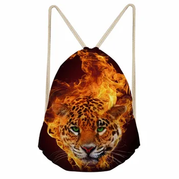 

Noisydesigns Very fierce tiger Fire series Printed Backpack Women Girls New Drawstring Bag Casual Travel Storage Bags Mochila