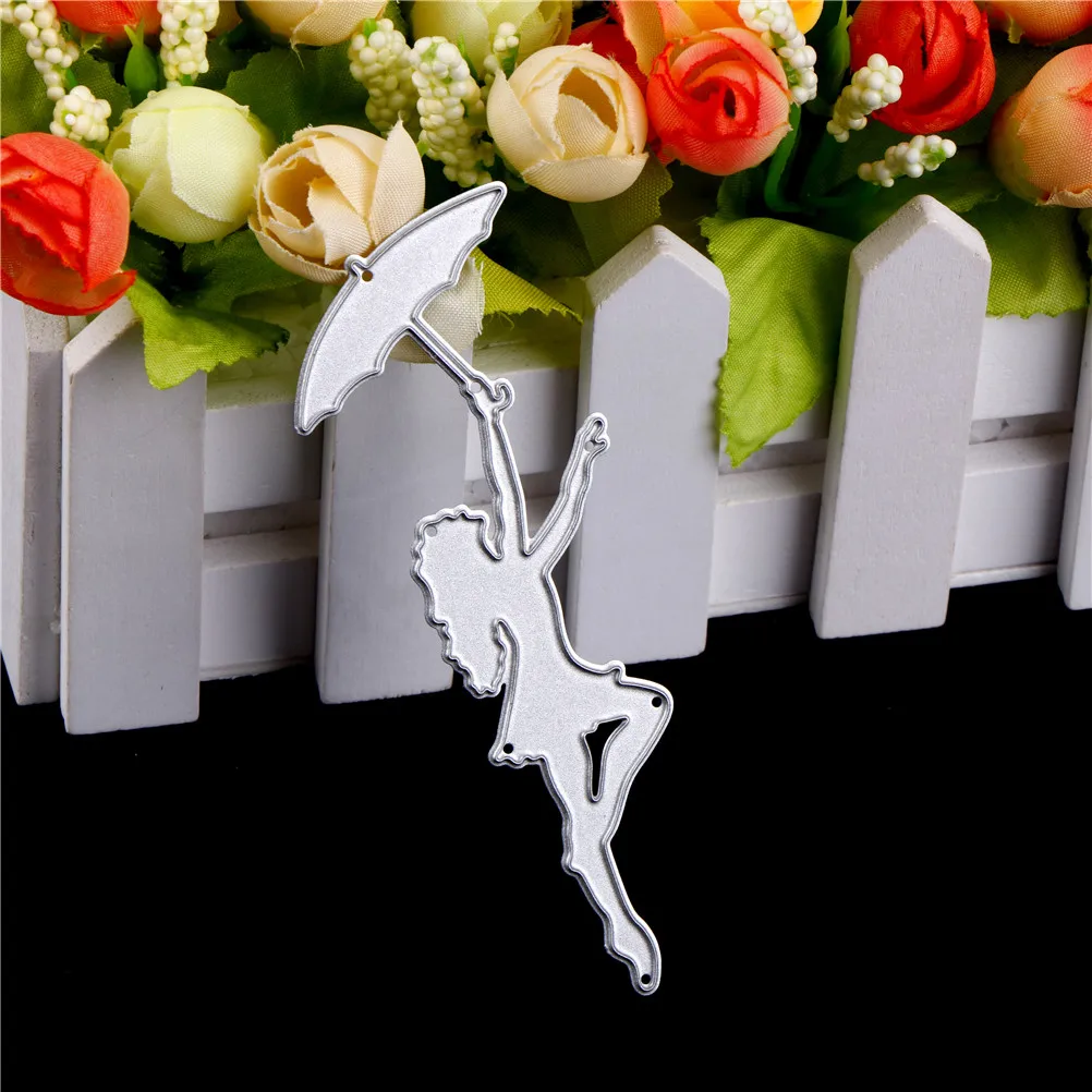 10.1*3.6cm Umbrella Girl DIY Die Cutting Template Metal Steel Dies Stencils Scrapbooking Decorative Embossing Suit Card | Дом и сад