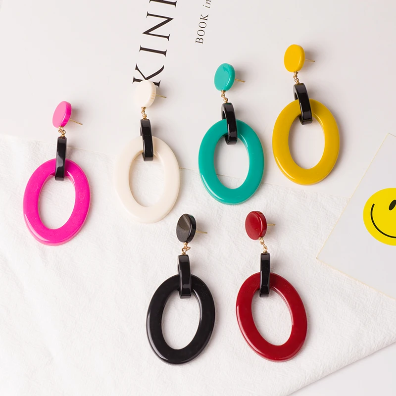 Classic Dangle Fashion Resin Earrings for Women Big Long Cricle Geometric Acrylic Drop Earring Girls Elegant Wedding Brincos (4)