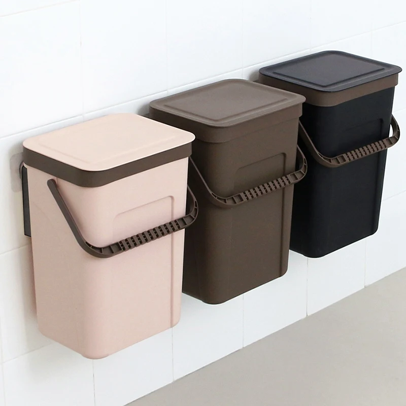 

Waste Bin Office Kitchen Bathroom Dustbin with Save Space For Home Wall Mounted Trash Can Dual-Use Storage Box