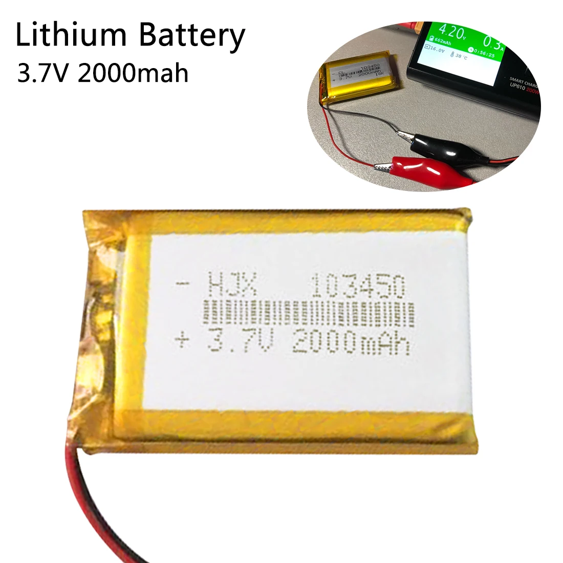 

Universal 103450 3.7V 2000mAh Lipo Polymer Lithium Rechargeable Battery for MP3 GPS Navigator DVD recorder Headset e-book Camera