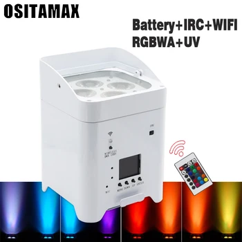 

4*18w RGBWA UV Wireless dmx Uplighting Battery Operate Wifi&IRC Remote Control DJ LED Par Can Wash Light Disco Wedding Uplights