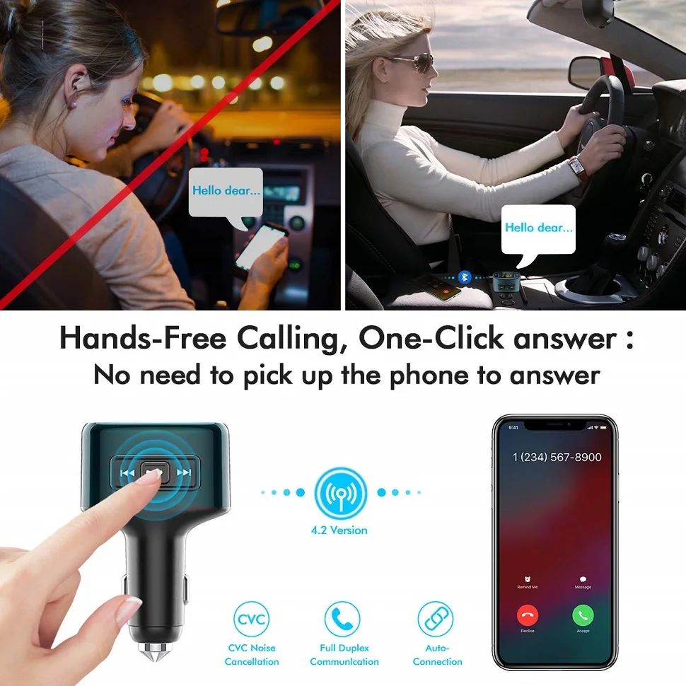 Konrisa FM передатчик модулятор Bluetooth музыкальный плеер с Type C 18 Вт быстрое зарядное
