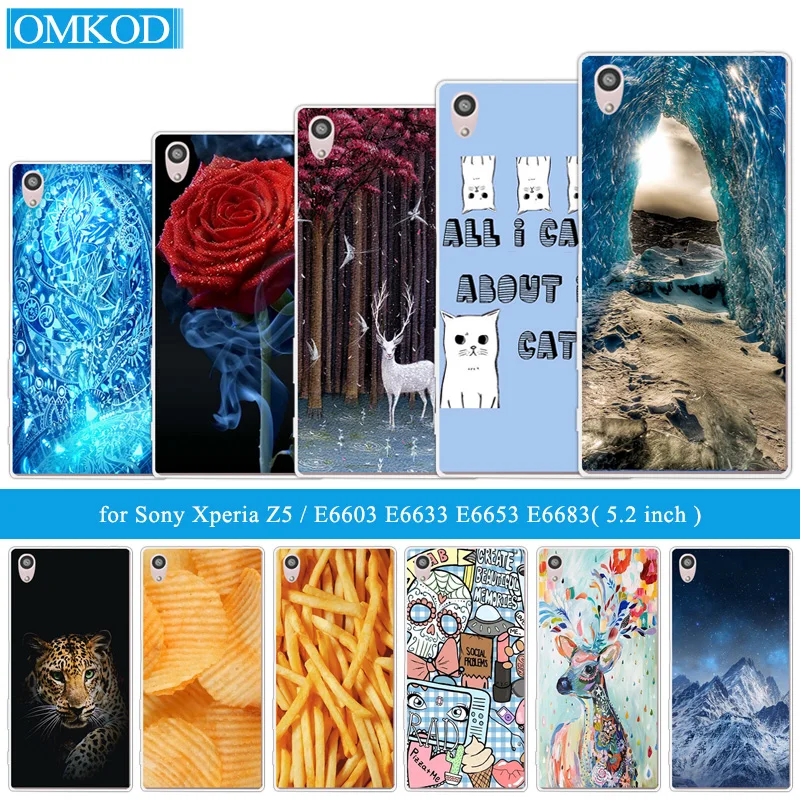 

5.2inch For Sony Xperia Z5 Cover Soft TPU Silicone Protective Fundas DIY For Sony Z5 E6603 E6633 E6653 E6683 Snacks Phone Cases