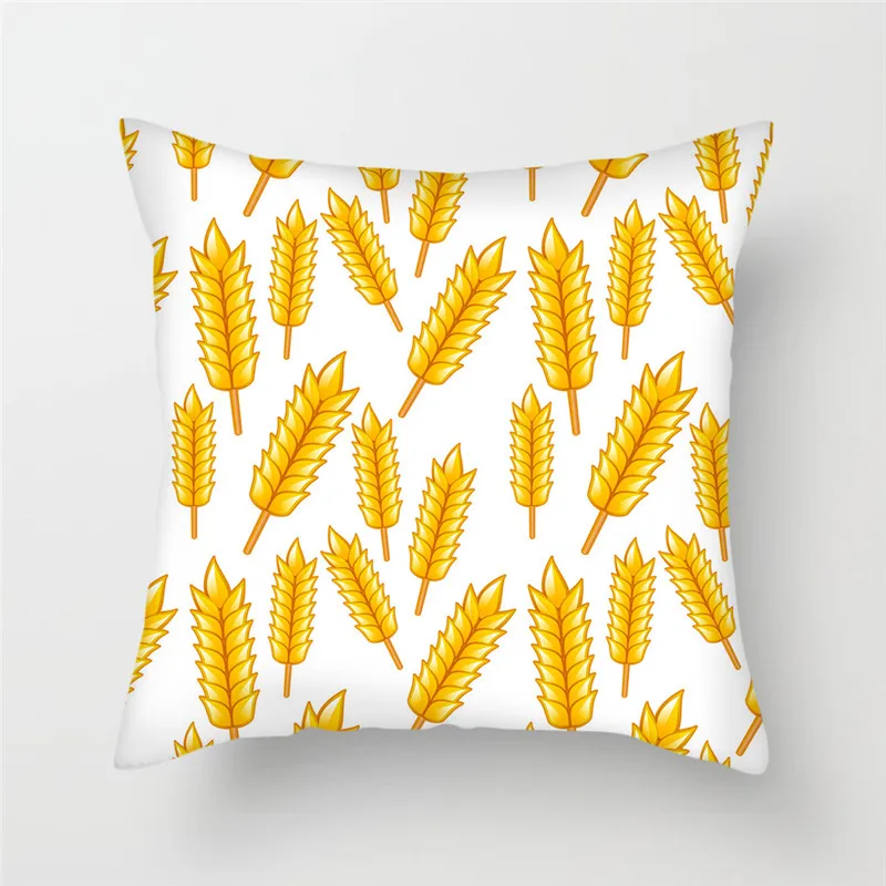 Fuwatacchi Yellow Geometric Cushion Cover Banana Wheat Ears Flower Throw Pillow Cover for Home Chair Sofa Decorative Pillows