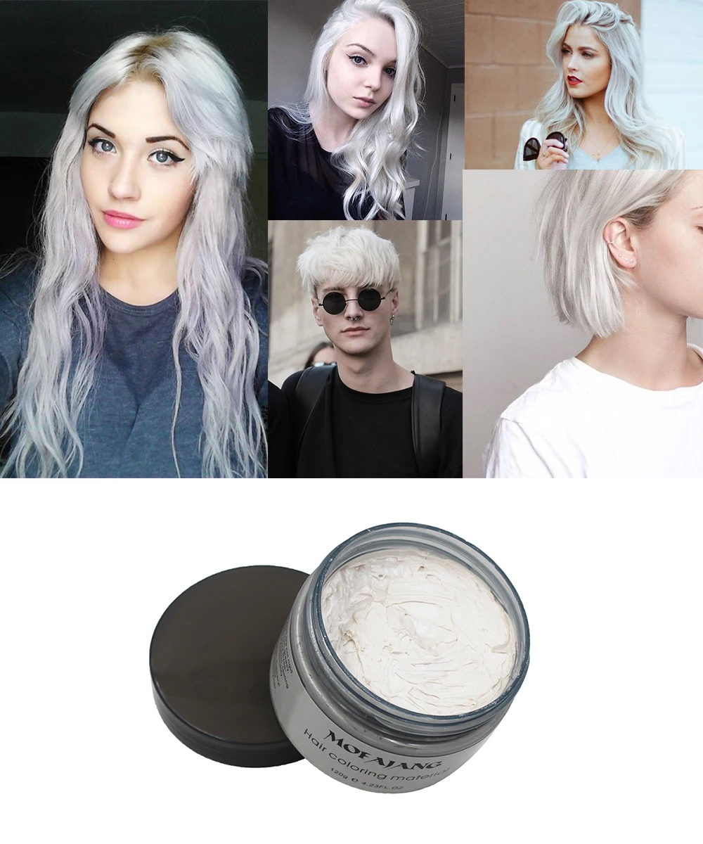Mofajang Color Hair Wax Styling Pomade Silver Grandma Grey Disposable  Natural Hair Strong Gel Cream Hair Dye for Women Men 120g – 25Khet