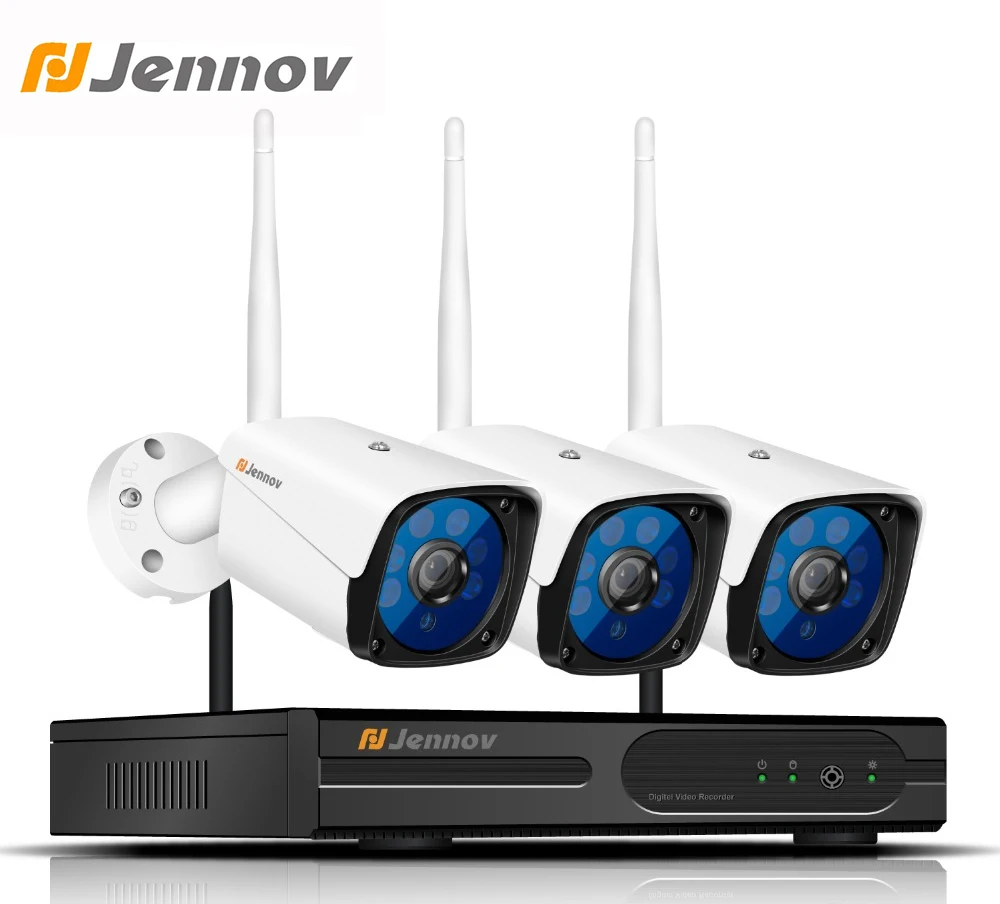 

Jennov 4CH 1080P HDMI 2MP Security Camera System Wireless Video Surveillance Kit CCTV Set NVR P2P Outdoor IP Cam 3.6mm Lens