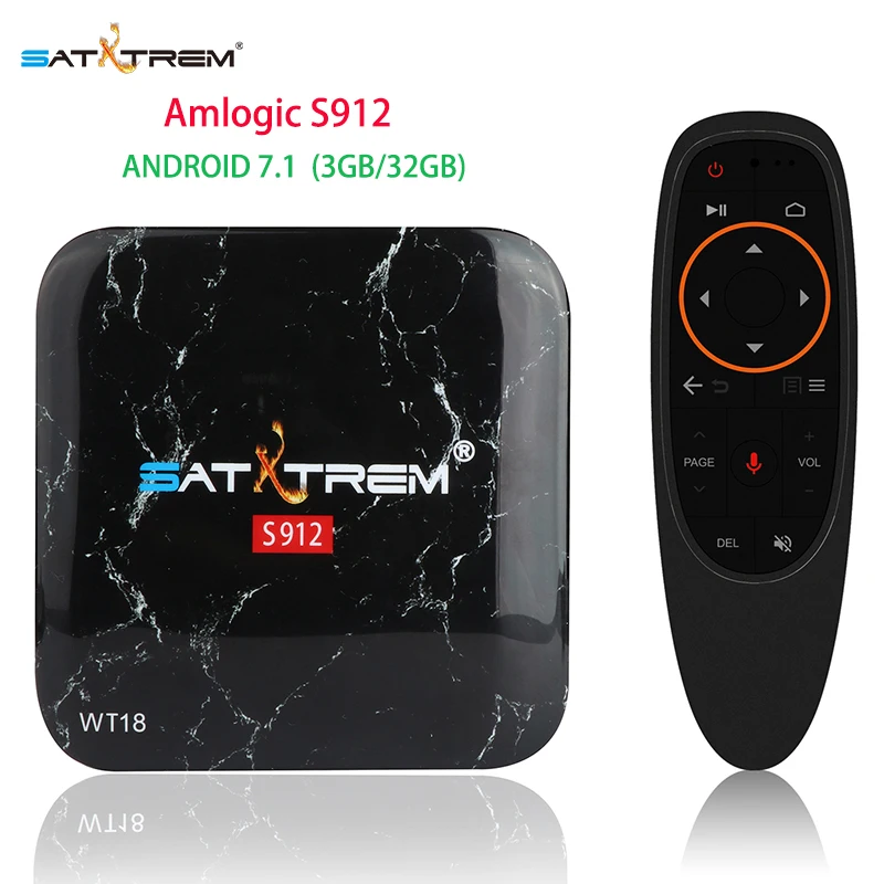 SATXTREM 2,4 г голос дистанционного Управление WT18 Android ТВ Box Amlogic S912 Android 7,1 3 ГБ/32 ГБ Wi-Fi h.265 4 К Media Player Декодер каналов кабельного телевидения