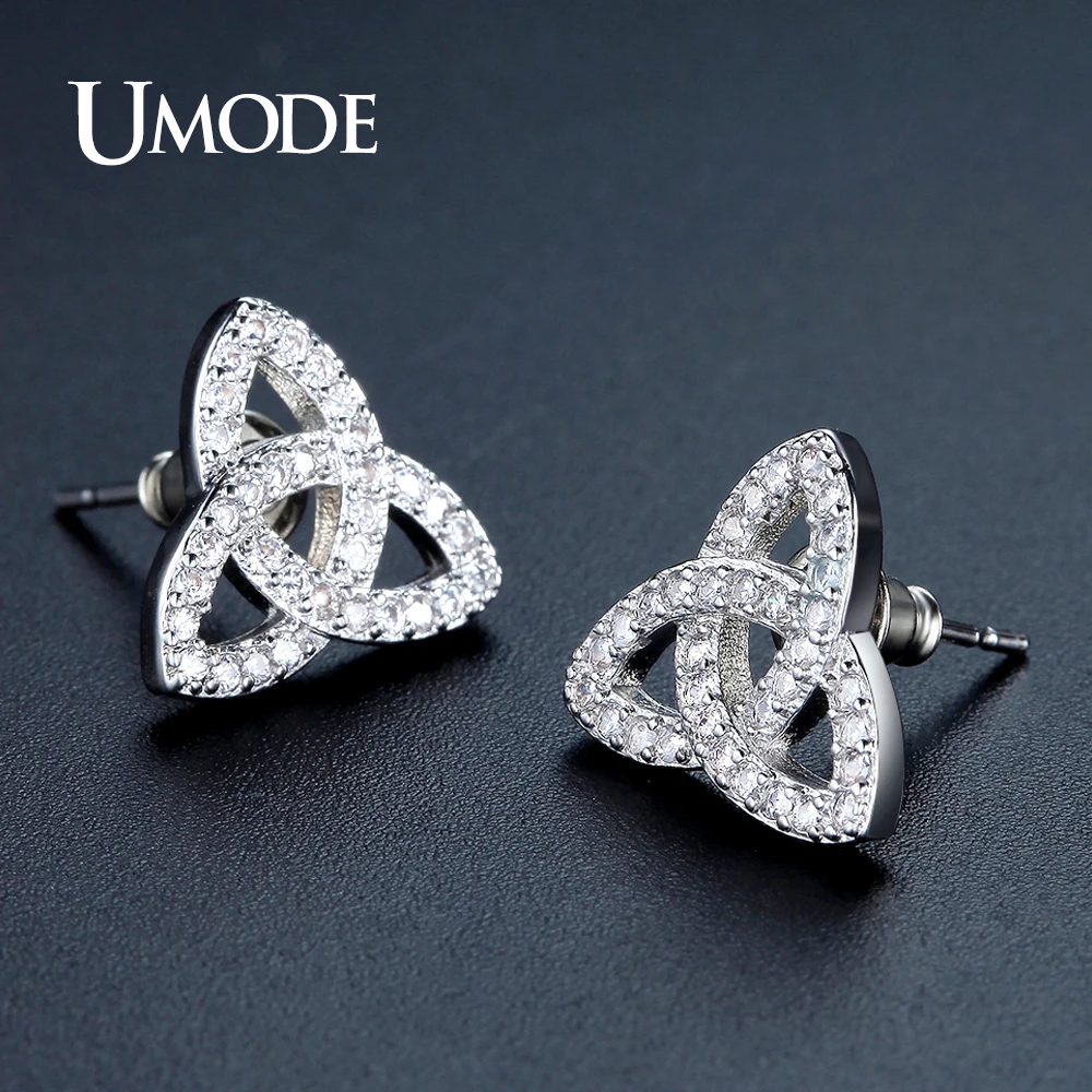UMODE Brand Fashion Party Wedding Jewelry Stud Earrings for Women White Gold Color Boucle D'oreille Femme Christmas Gifts UE0324