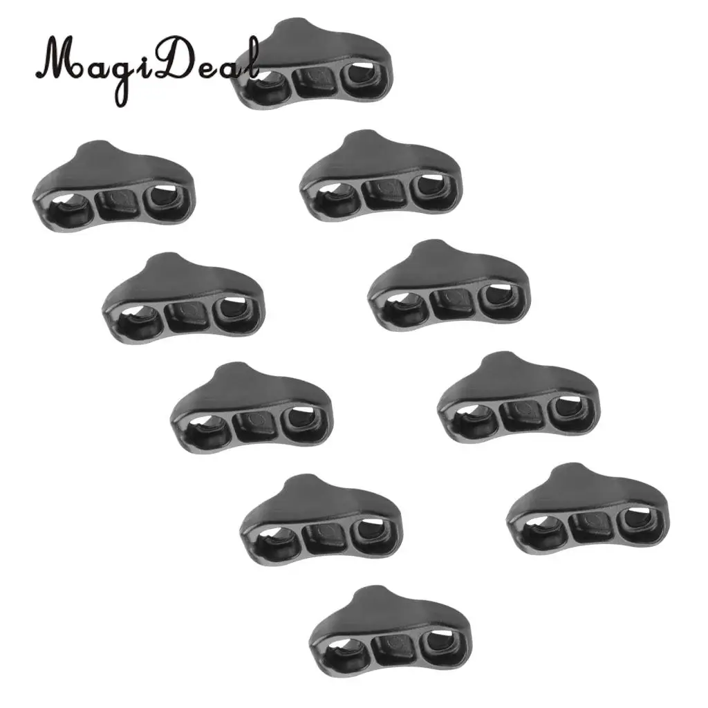 Outdoor 10Pcs Black Plastic Camping Tent Guyline Runners Cord Rope Tensioners S/L for Car Field Tents Sleeping Bags Backpacks