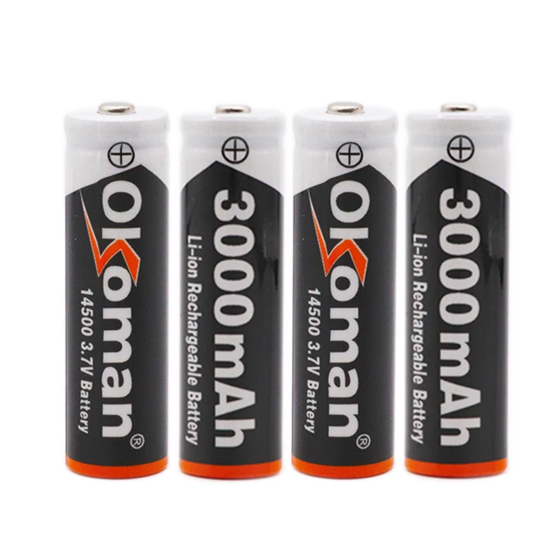 Okoman AA 14500 3000mah 3,7 V литий-ионная аккумуляторная батарея и светодиодный фонарик