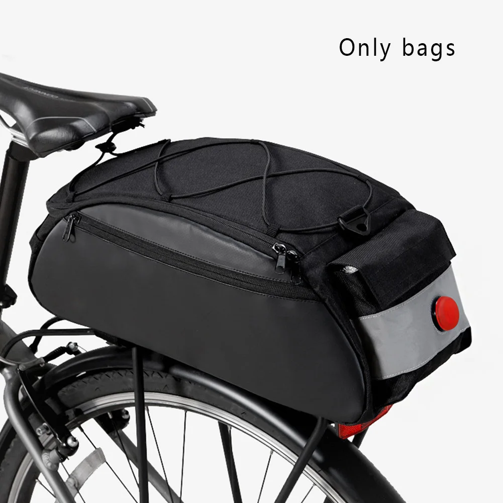 Tail Bicycle With Taillight Safety Bike Saddle Bag Panniers Waterproof Riding Large Capacity Cycling Seat Pouch Night Reflective