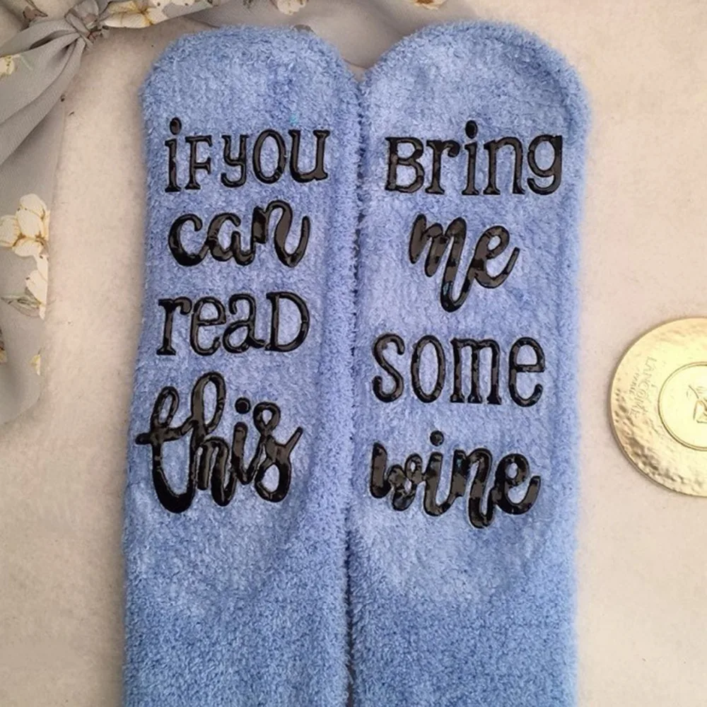 Женские носки, если вы можете прочитать это принести мне некоторые вина письмо печати лодыжки Новые забавные носки говоря твердые носки