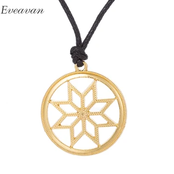 

EUEAVAN 30pcs Crystals Alatir Protection Amulets Hollow Pendant Necklace Alatyr shield rope chain Women/Men Jewelry