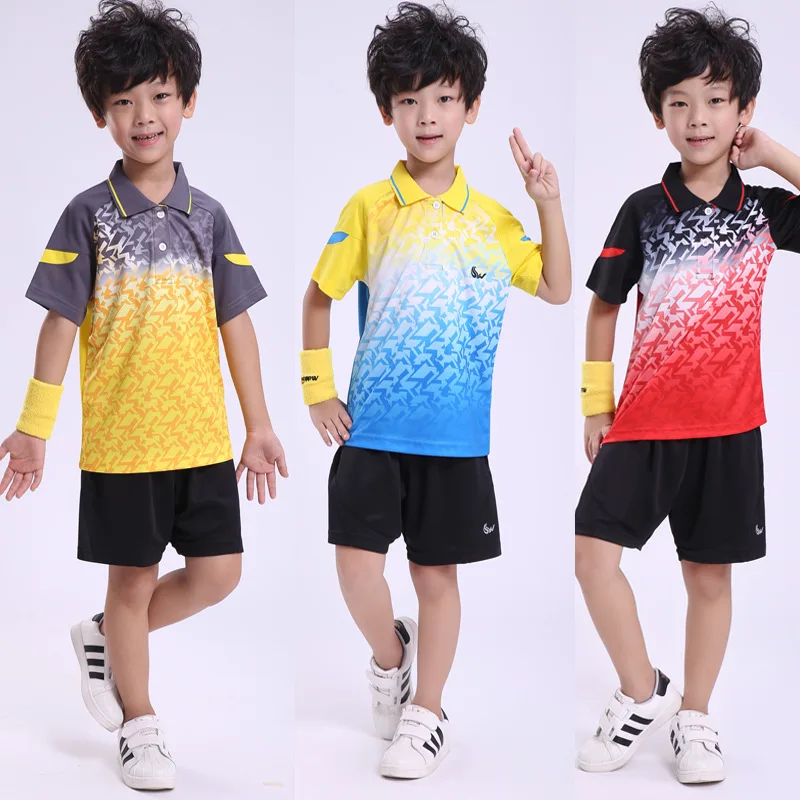 

Children's badminton clothes , Tennis Shirts+shorts Jersey Polyester Quick Dry Breathable Badminton Racing Suit Table T-shirt