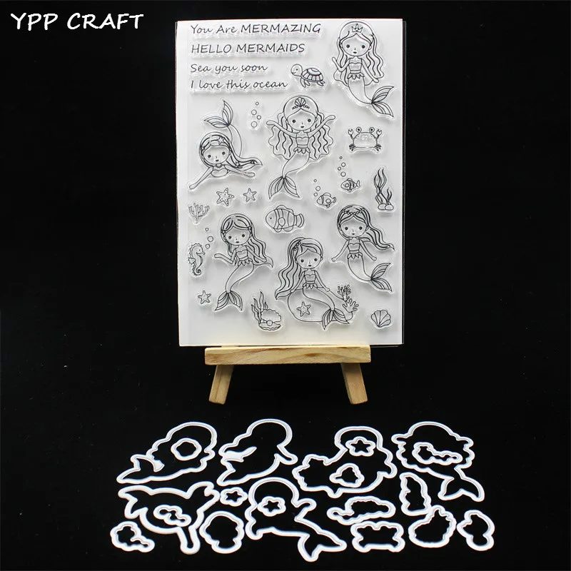 YPP CRAFT Cute Mermaid Stamp Or Metal Cutting Dies for DIY