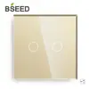 Bseed EU tactile gradateur interrupteur 2 Gang 1 voie Led blanc noir cristal brillant classe panneau gradateur ► Photo 3/6