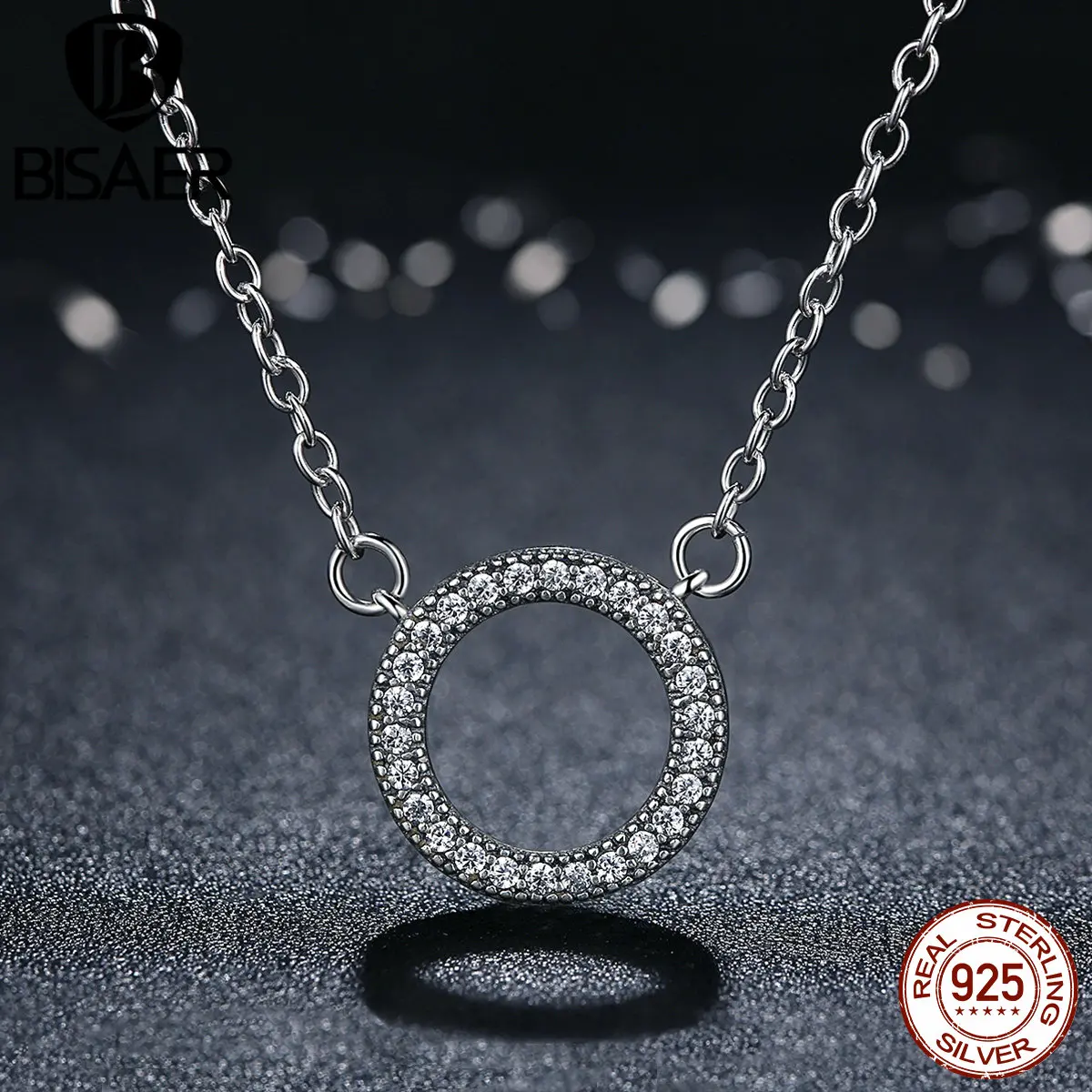 

Fashion 925 Sterling Silver Hearts Of Brand, Clear CZ Round Shaped Necklaces for Women Necklace Jewelry HTN010