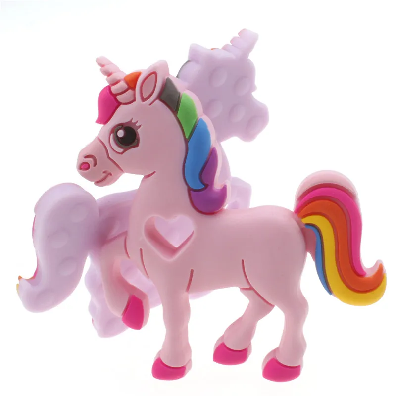 5PCS 실리콘 Teether 유니콘 씹는 젖니가 남 목걸이 액세서리 실리콘 펜 던 트 음식 학년 실리콘  장난감 Teethers