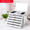 Caja de madera con espejo para joyas, versión mejorada, caja de almacenamiento, muestra de regalos, joyería, Lagre, cofre de envase, caja de regalo ► Foto 1/6