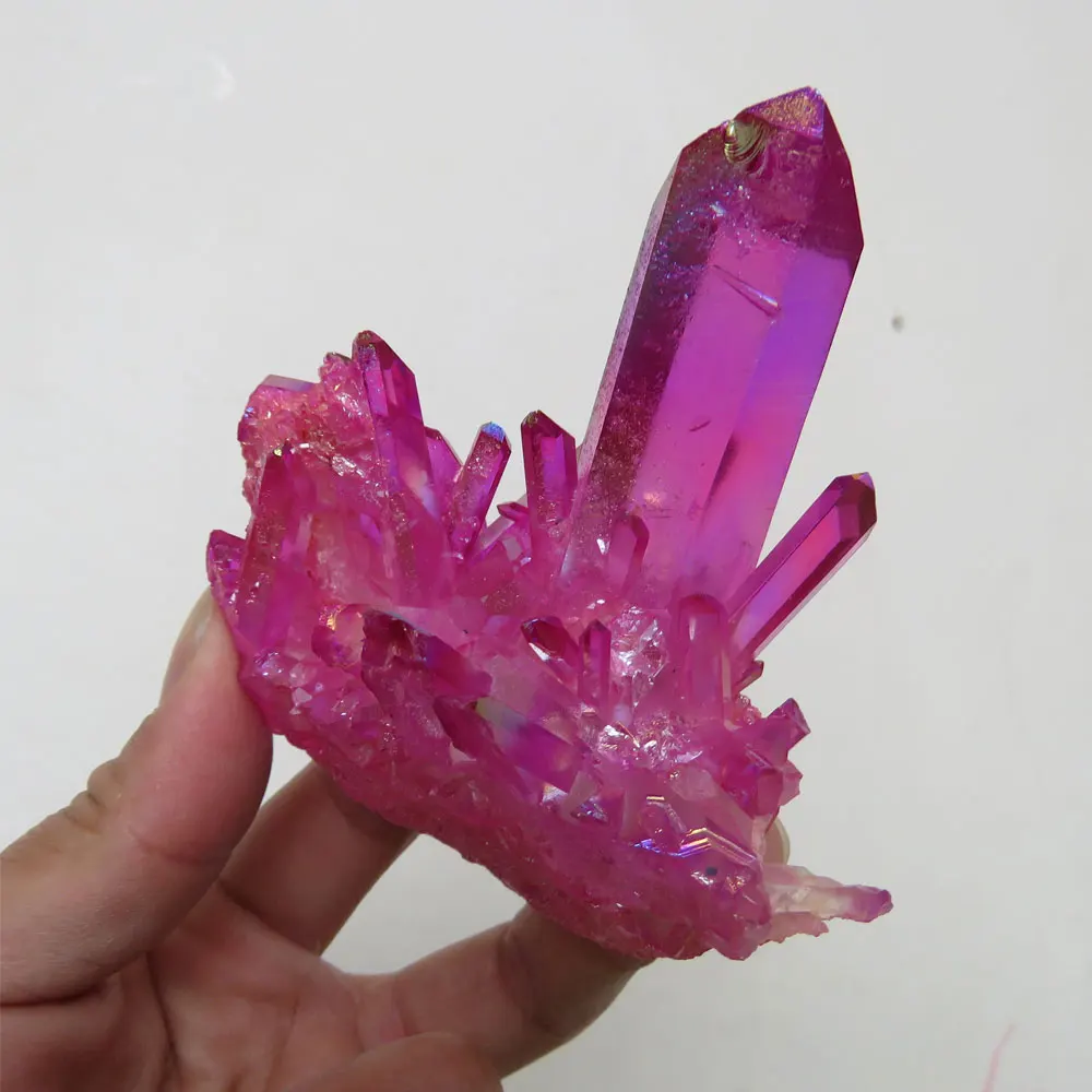 Редкий! 169 г натуральный камень розово красный кварц Aura кристалл кластеры
