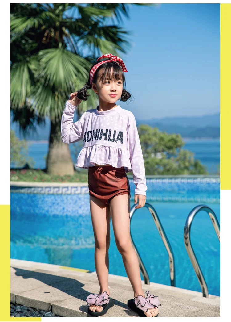 AONIHUA купальный костюм для девочек, детские купальные костюмы для девочек, детские купальные костюмы, новая одежда для плавания с разрезом для серфинга, плед, полиэстер, Пляжное Платье Sierra Surfer