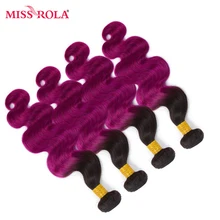 Miss Rola Hair Pre-colored Ombre Mongolian Body Wave Non-remy Hair 4 Bundles #T1B/Purple Color Human Hair Weaving Extensions