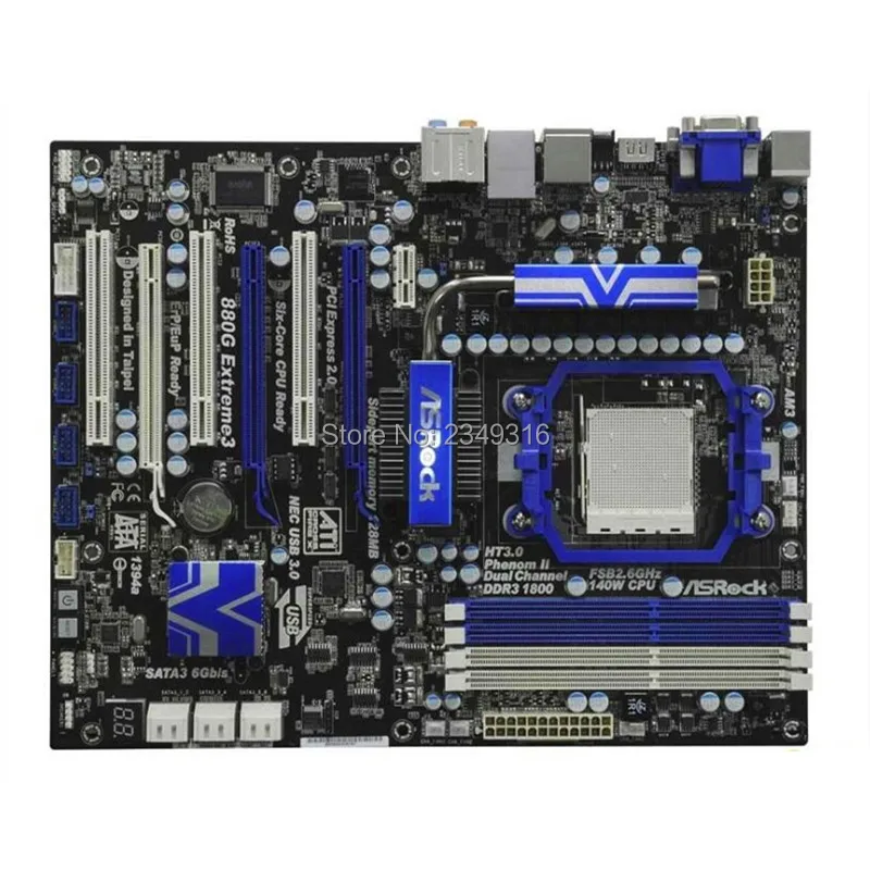 Оригинальная б/у настольная материнская плата с разъемом AM3 DDR3 SATA2 USB2.0 для ASRock 880G