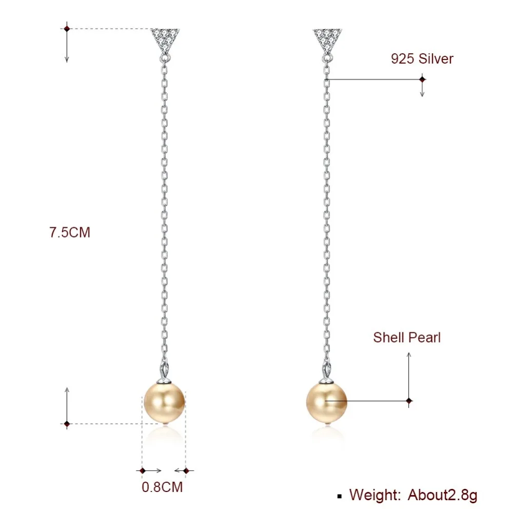 Женские серьги подвески с кристаллами Swarovski LEKANI из жемчуга и треугольника 925