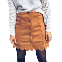 Для женщин хлопок с высокой талией замшевые одноцветные Мокасины с рисунком цветов; Мода для девочек; повседневные пикантные портупея украшения складки прямые мини-юбка