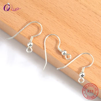 

2 pairs 19.3mm 925 sterling Silver Simple Fashion Ear Wires Hooks with ball spring Clasps For Earring Making Jewelry Findings