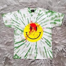 Playboi Carti Smiley Tie Dye футболки брызги красными чернилами smiley face логотип печать футболка Smiley earth свободные мужские футболки унисекс 0-neck