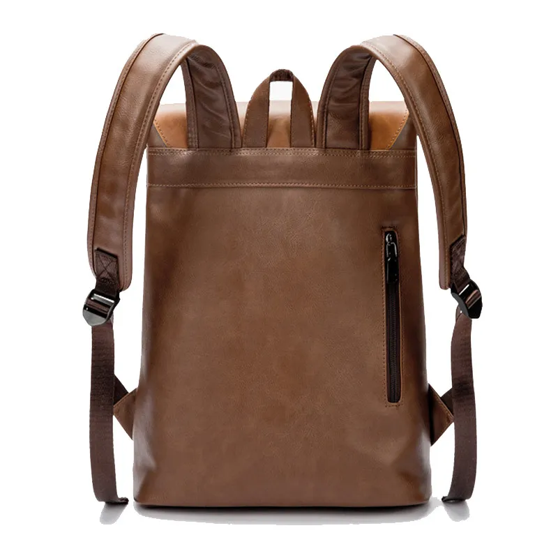 Мужской рюкзак в винтажном стиле из искусственной кожи, мужской водонепроницаемый рюкзак, мужской школьный рюкзак для колледжа, сумка на плечо с двойным ремнем, рюкзак для путешествий