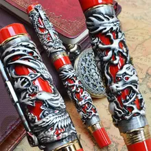 Роликовая шариковая ручка благородные Jinhao DRAGON и PHOENIX красные и серые кристаллы