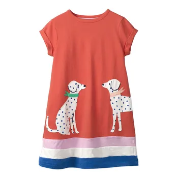 

Jumping Meters Summer Princess Dresses with Dog Baby girls dresses cotton kids clothes party Tunic dresses for girls 2-7T