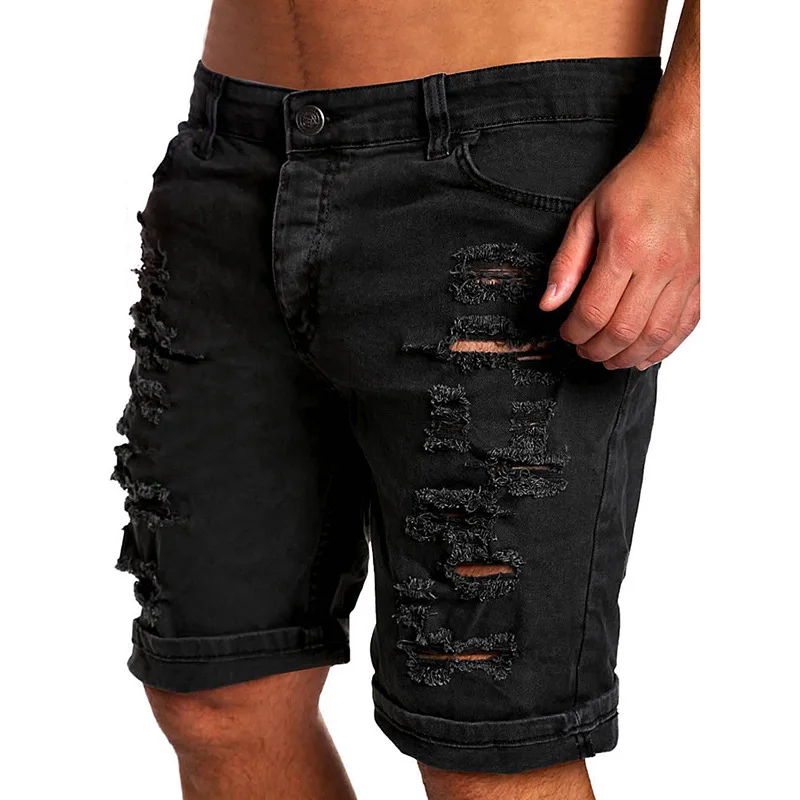 

Men'S Regular-Fit Denim Short Jean Summer Casual Hole Zipper Fly Mid Waist Shorts Men'S Solid Jean Shorts