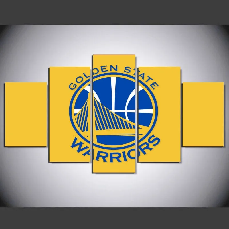 5 Panel Set Golden State Warriors Basketball Team Canvas Modern