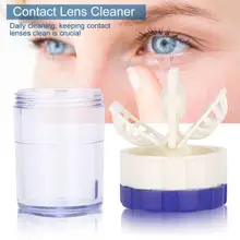 Уход за глазами модные вручную Пластик футляр для чистки линз очиститель контактных линз шайба очиститель контактных линз