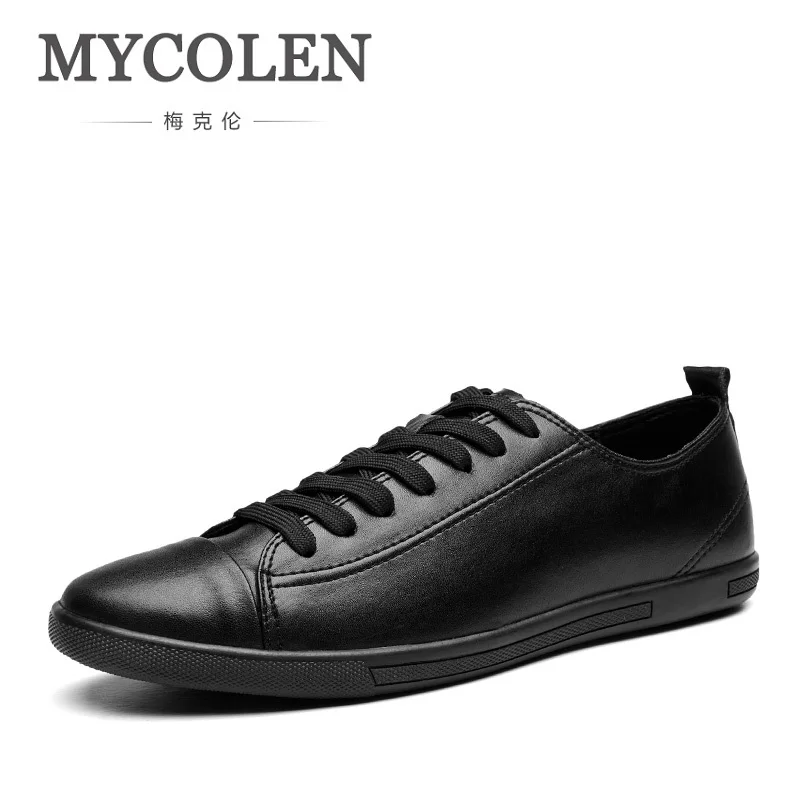 

MYCOLEN New 2018 Hot Sale Brand Fashion Comfortable Men Shoes Lace-Up Solid Leather Men Causal Shoes Scarpe Uomo Estive