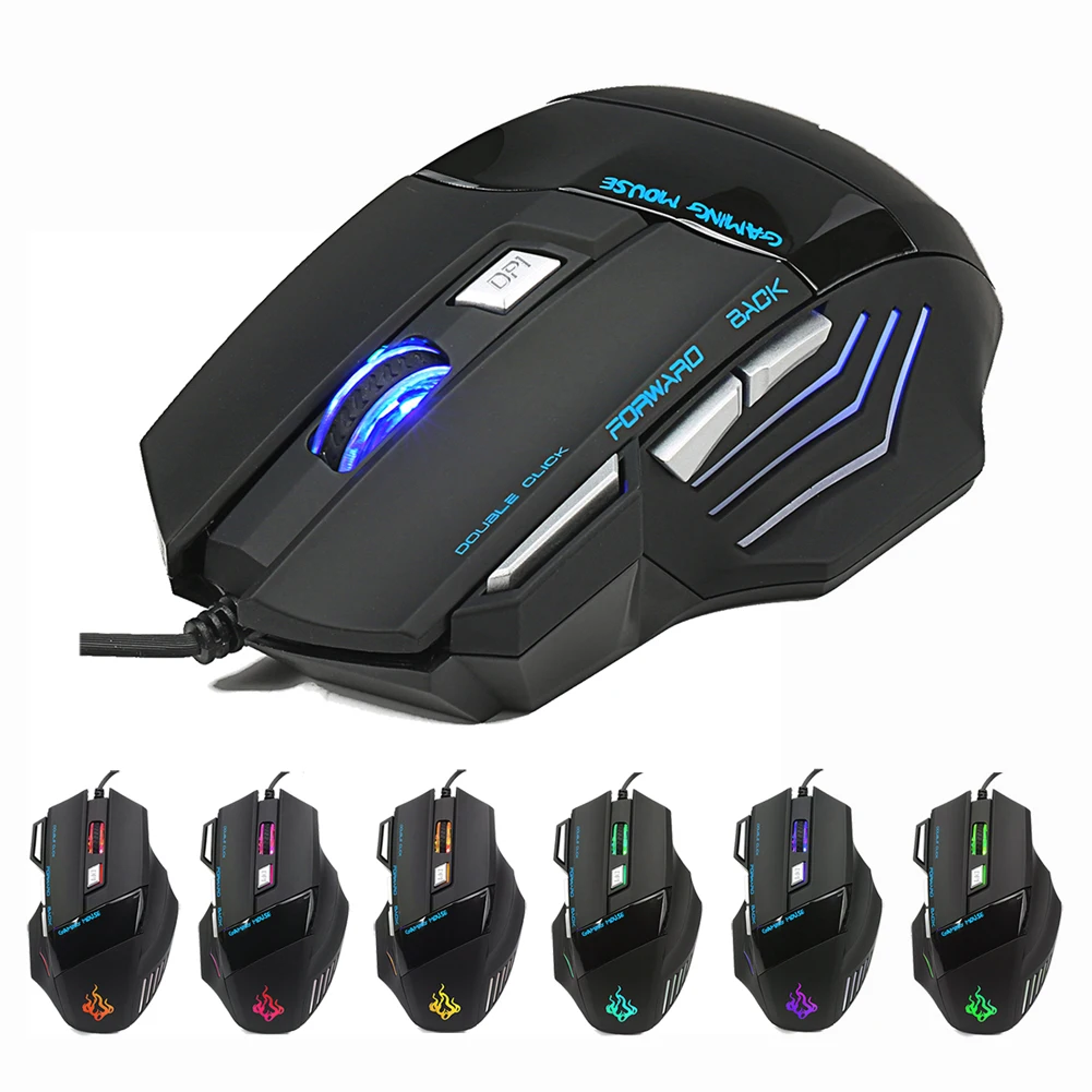 High end Adjustable 5500DPI USB Wired Gaming Mouse 7 Button LED Light