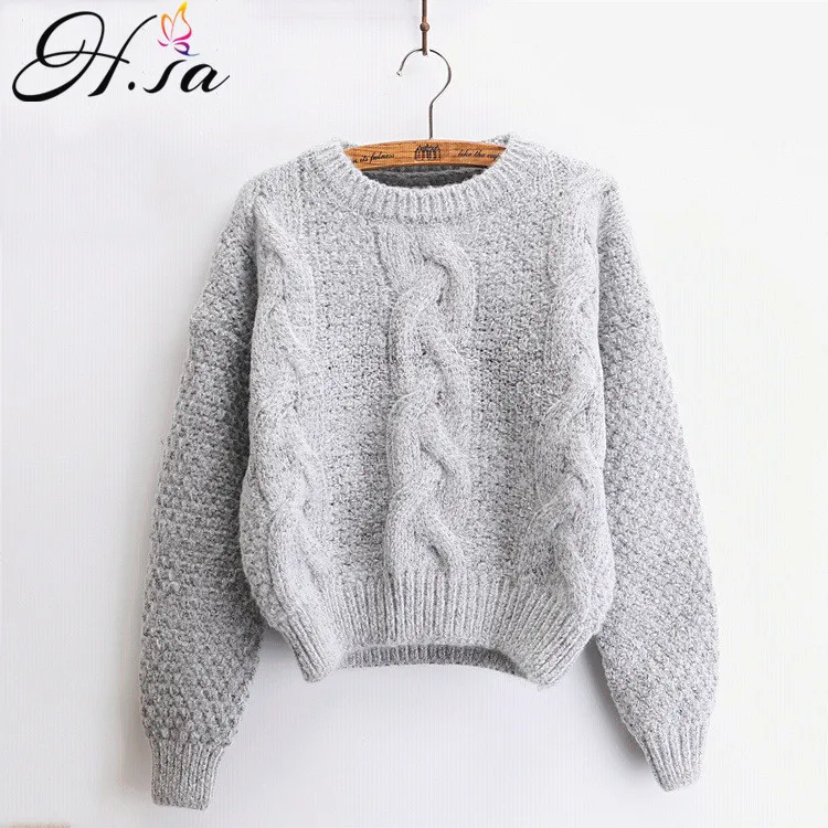 H.SA Winter Warm Sweaters and Twisted Pullovers Women Casual Short Feminino Knitted Sweater Jumpers Cheap Sweaters China sueter