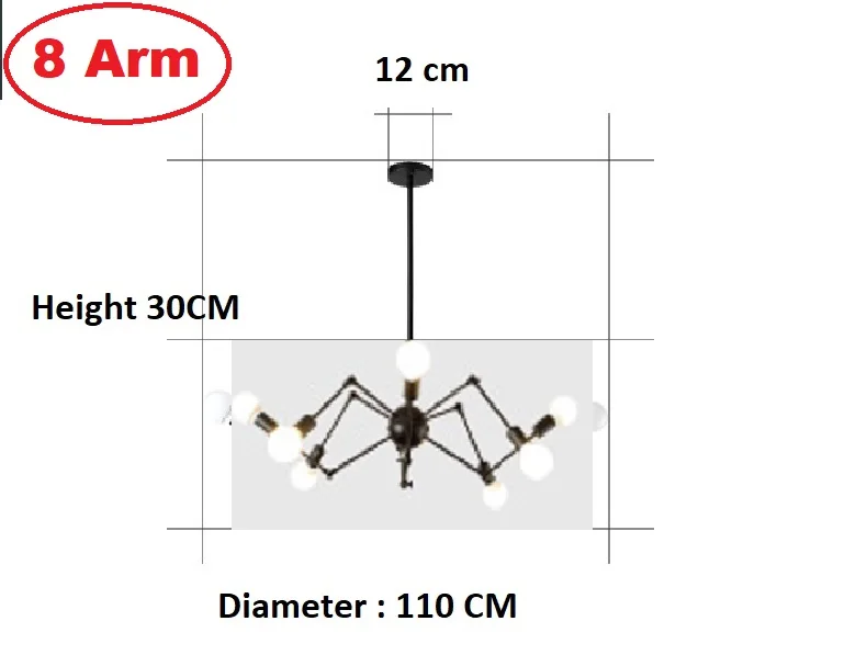 Mordern, скандинавский Ретро светильник, люстра, винтажный Лофт, античный, регулируемый, сделай сам, E27, искусство, паук, потолочный светильник, светильник - Цвет абажура: 8 Arm Lights