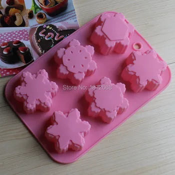 

DIY silicone cake mold different snow flower shape jelly pudding mold with 6 holes 20pcs Free DHL/Fedex