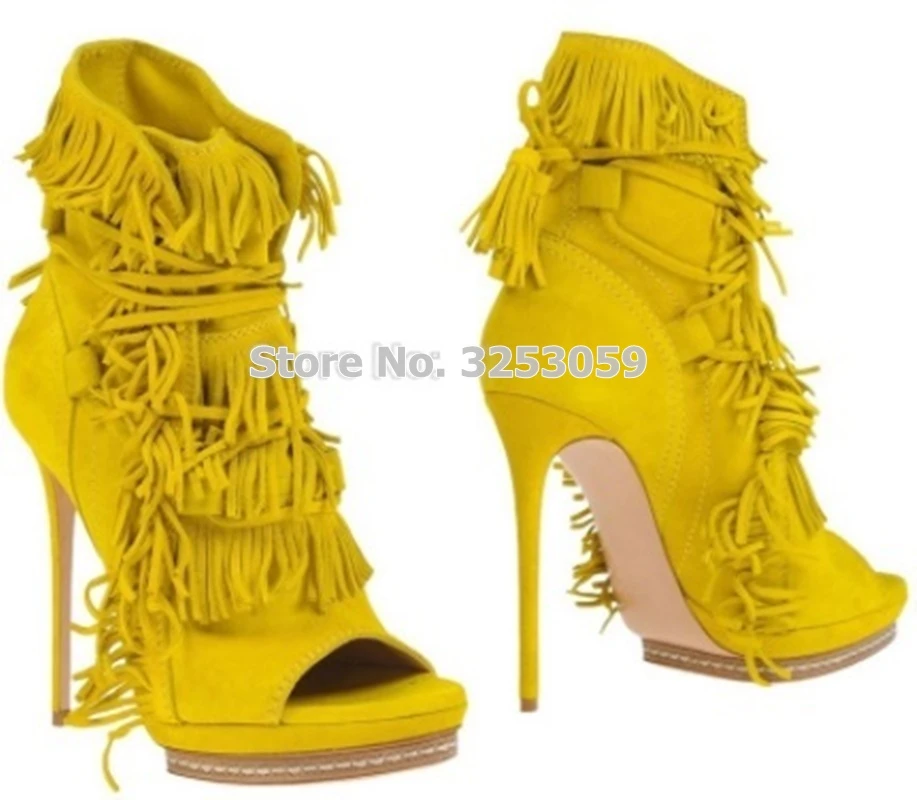 yellow tassel heels