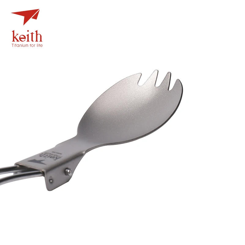 Keith Titanium Spork with Cover Opener Portable Camping Spoon Picnic Fork 