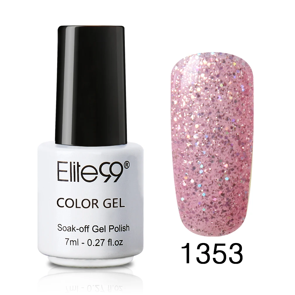 Elite99 7 мл Лак для ногтей великолепного цвета Гель-лак для ногтей Vernis полуперманентный Гель-лак впитывающий лак для ногтей Гель-лак - Цвет: EG-1353 Glitter Pink