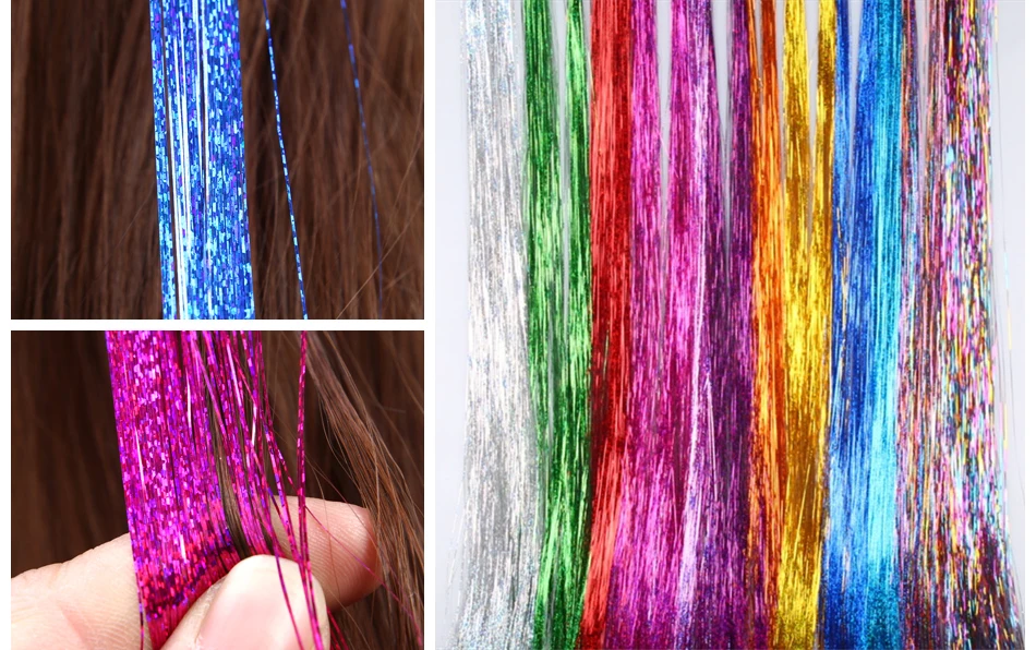 100s Silk Hair Tinsel /Clip in Feather Hair Extensions Salon Women's  Accessories